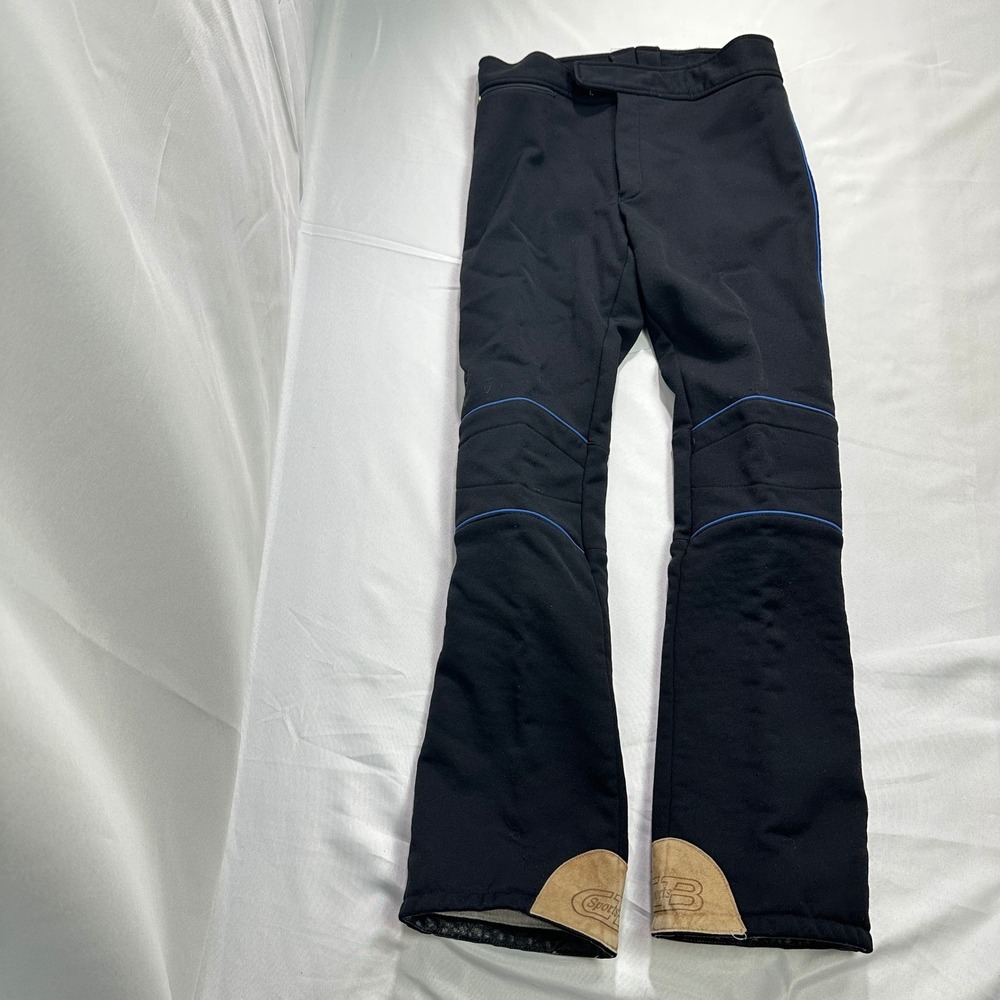 CB Sports Women's 36L Ski Pants Black Wool Blend Blue Piping Made in Austria